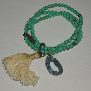 Turquoise Beaded Bracelet with Charm